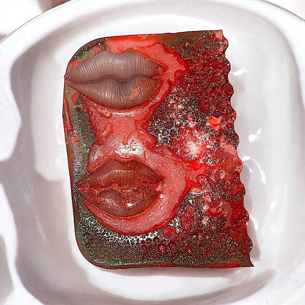 Watermelon cherry SHIMMER Lip Art Soap 4x3in 9oz shea butter & coconut oil based